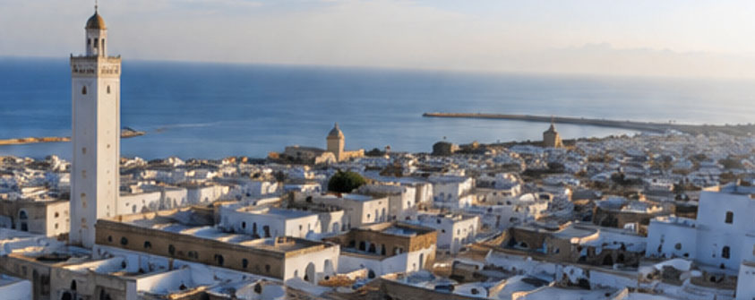Vue d'une ville côtière tunisienne